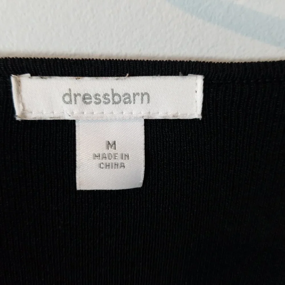 Dressbarn Ribbed classy black 3/4 sleeve cardigan - Picture 2 of 7